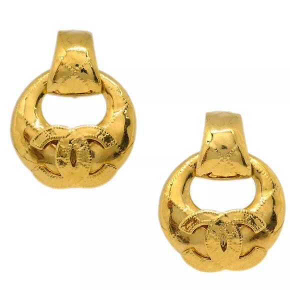 Chanel Dangle Earrings Clip-On Gold 94P 124089 - Picture 1 of 4
